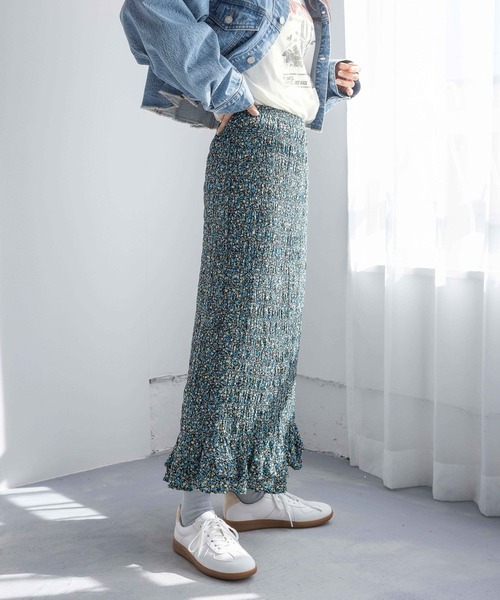 LOWRYS FARM（ローリーズファーム）の「スソフリルシャーリングスカート　310173（スカート・レディース・ブラック系その他/ブラック/アイボリー/イエロー・FREE）」の19枚目の写真