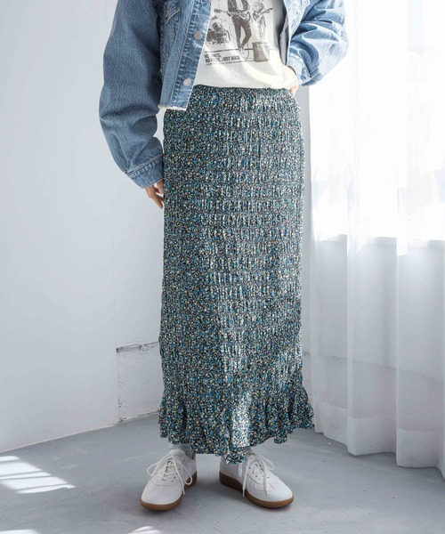 LOWRYS FARM（ローリーズファーム）の「スソフリルシャーリングスカート　310173（スカート・レディース・ブラック系その他/ブラック/アイボリー/イエロー・FREE）」の18枚目の写真