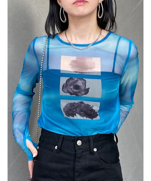 tシャツ 「WEB・一部店舗限定」チュールデザイントップス レディース MURUA（ムルーア）の「【WEB・一部店舗限定】フラワーチュール