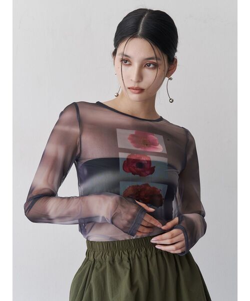 ペイントチュールトップス MURUA セール】【WEB・一部店舗限定】フラワーチュールトップス（T