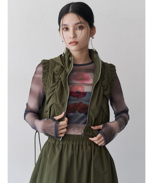 MURUA(ムルーア)の「【WEB・一部店舗限定】フラワーチュールトップス(Tシャツ/カットソー・レディース・ブラック/ブルー/グレー・FREE)」の11枚目の写真