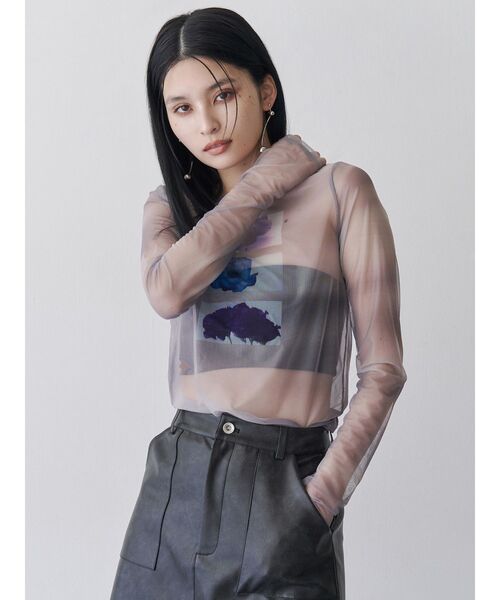 MURUA(ムルーア)の「【WEB・一部店舗限定】フラワーチュールトップス(Tシャツ/カットソー・レディース・ブラック/ブルー/グレー・FREE)」の15枚目の写真