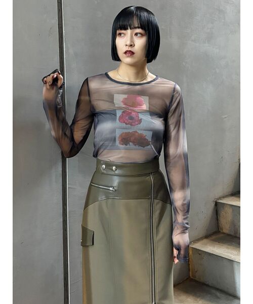 tシャツ 「WEB・一部店舗限定」チュールデザイントップス レディース MURUA（ムルーア）の「【WEB・一部店舗限定】フラワーチュール