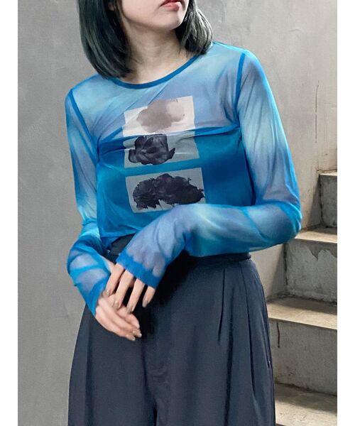tシャツ 「WEB・一部店舗限定」チュールデザイントップス レディース MURUA（ムルーア）の「【WEB・一部店舗限定】フラワーチュール