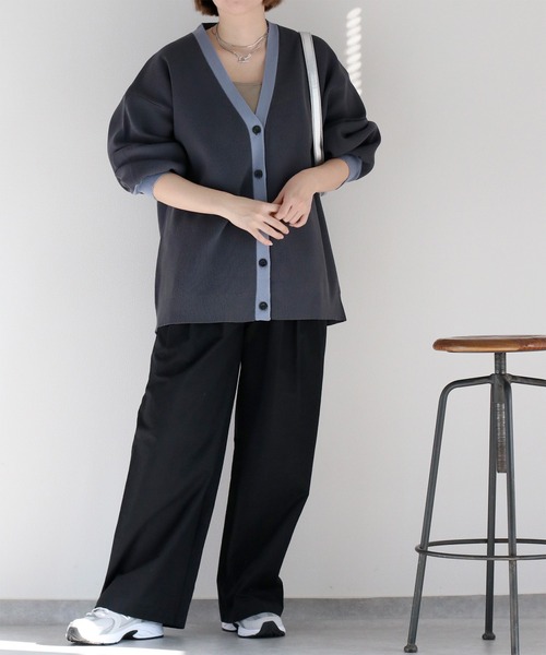 cepo（セポ）の「ハイクッションルーズシルエットカーディガン（カーディガン/ボレロ・レディース・チャコール/グレー/オフホワイト・M）」の12枚目の写真