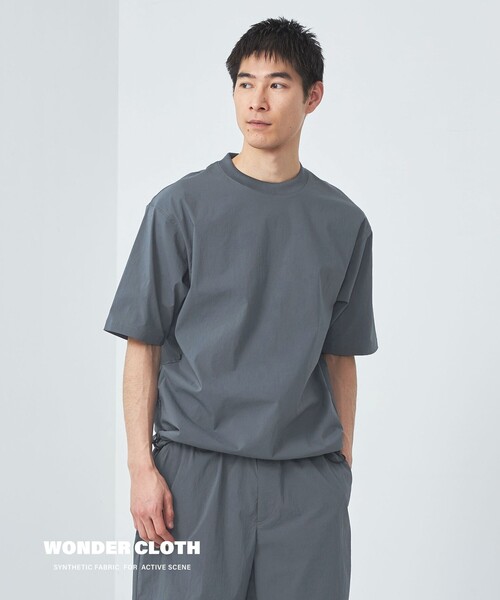 green label relaxing（グリーンレーベルリラクシング）の「WONDER CLOTH クルーネック 半袖 Tシャツ -ストレッチ・接触冷感・吸水速乾-（Tシャツ/カットソー・メンズ・ブラック/ネイビー/ダークグレー/ライトブルー/モカ・XL/L/M/S）」の19枚目の写真