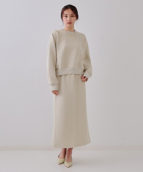 OPAQUE.CLIP(オペークドットクリップ)の「◆キルトジャカードトップス/セットアップ対応【洗濯機洗い可】(Tシャツ/カットソー・レディース・ホワイト/ライトベージュ・38/40/42)」の8枚目の写真