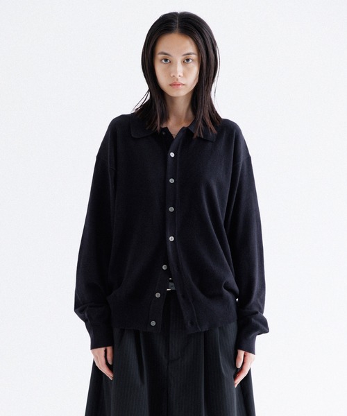 【SINSS】　ニットポロカーディガン　ブラウン　M SINSS】 ニットポロカーディガン ブラウン M Knit polo cardigan