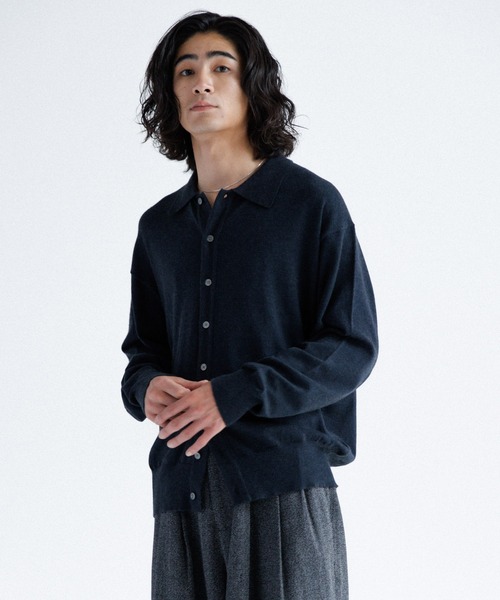 WYM KNIT SHIRT CARDIGAN ニットポロ カーディガン 短丈 WYM KNIT SHIRT CARDIGAN ニットポロ カーディガン 短丈