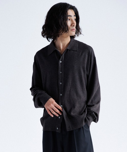 【SINSS】　ニットポロカーディガン　ブラウン　M SINSS】 ニットポロカーディガン ブラウン M Knit polo cardigan