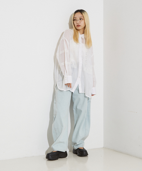NOMINE(ノミネ)の「【WEB限定】コットネット 刺繍シャツ(シャツ/ブラウス・レディース・オフホワイト/ブラック・フリー)」の3枚目の写真