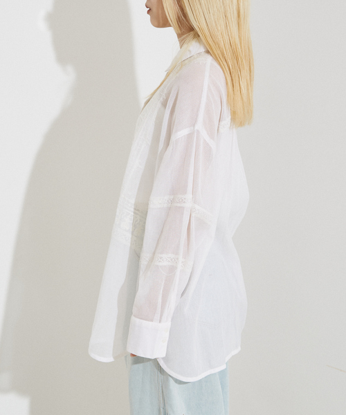 NOMINE(ノミネ)の「【WEB限定】コットネット 刺繍シャツ(シャツ/ブラウス・レディース・オフホワイト/ブラック・フリー)」の5枚目の写真