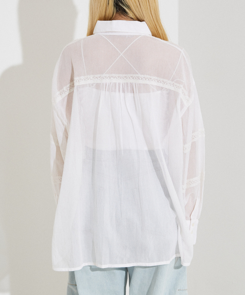 NOMINE(ノミネ)の「【WEB限定】コットネット 刺繍シャツ(シャツ/ブラウス・レディース・オフホワイト/ブラック・フリー)」の6枚目の写真