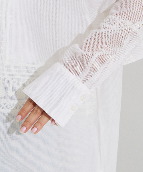 NOMINE(ノミネ)の「【WEB限定】コットネット 刺繍シャツ(シャツ/ブラウス・レディース・オフホワイト/ブラック・フリー)」の8枚目の写真
