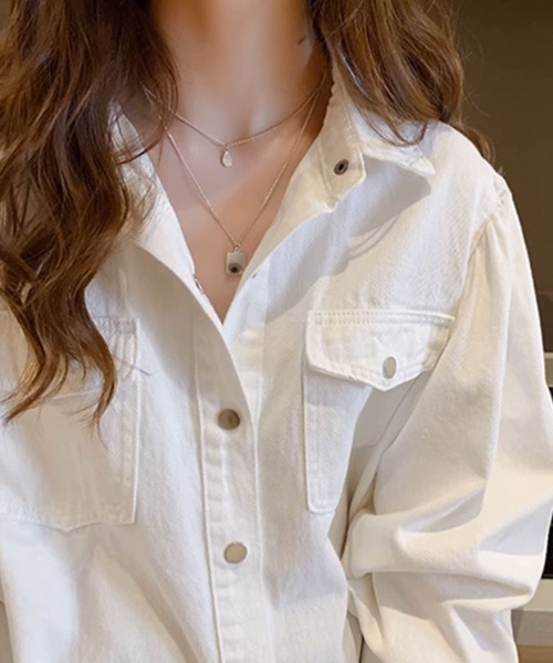 SallyLunn(サリーラン)の「ボリュームスリーブカラーシャツ(シャツ/ブラウス・レディース・グレー/ホワイト・LARGE/MEDIUM)」の4枚目の写真