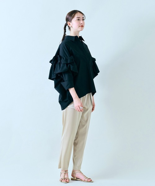 未使用■Audie a Muses■38■タックフリルブラウス■黒■定価3.1万 Audie a Muses ブラウス シャツ 「追加」タックフリルブラウス