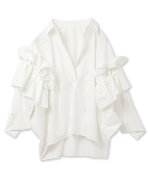 未使用■ Audie a Muses ■袖フリルオーバーシルエットブラウス セール】袖フリルオーバーシルエットブラウス（シャツ/ブラウス