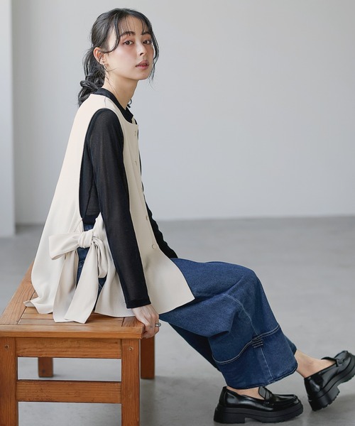 itto...(イット)の「サイドリボンベスト/ジレ(ベスト・レディース・ブラック/キナリ・M)」の16枚目の写真
