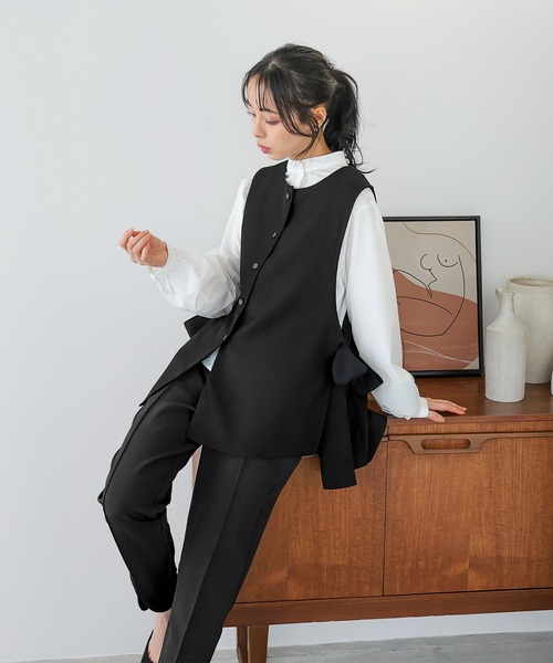 itto...(イット)の「サイドリボンベスト/ジレ(ベスト・レディース・ブラック/キナリ・M)」の7枚目の写真