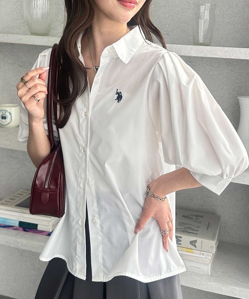 U.S. POLO ASSN.（ユーエスポロアッスン）の「GeeRA別注【U.S. POLO ASSN.】ボリューム袖シャツブラウス（シャツ/ブラウス・レディース・ブルー系その他/オフホワイト/ブラック・LARGE/X-LARGE/MEDIUM）」の2枚目の写真