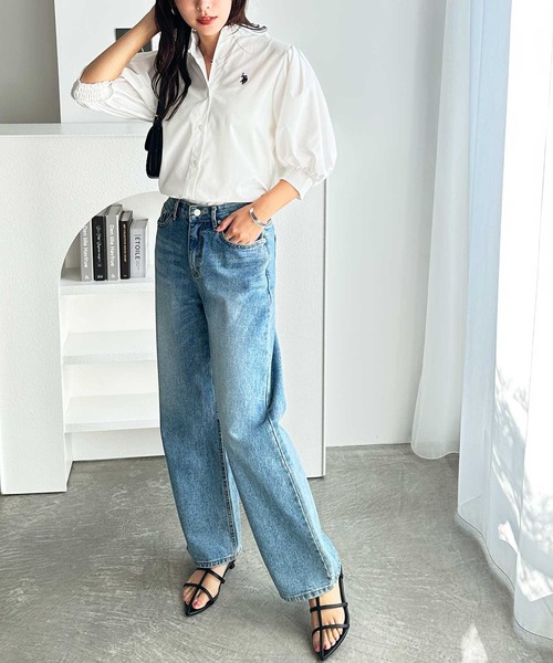 U.S. POLO ASSN.（ユーエスポロアッスン）の「GeeRA別注【U.S. POLO ASSN.】ボリューム袖シャツブラウス（シャツ/ブラウス・レディース・ブルー系その他/オフホワイト/ブラック・LARGE/X-LARGE/MEDIUM）」の4枚目の写真
