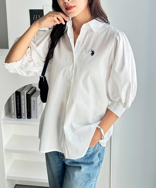 U.S. POLO ASSN.（ユーエスポロアッスン）の「GeeRA別注【U.S. POLO ASSN.】ボリューム袖シャツブラウス（シャツ/ブラウス・レディース・ブルー系その他/オフホワイト/ブラック・LARGE/X-LARGE/MEDIUM）」の8枚目の写真