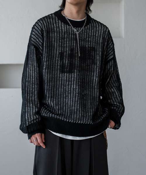 epnok(エプノック)の「モヘアライクメッシュルーズニット(ニット/セーター・メンズ・ブラック/レッド・SMALL/LARGE/MEDIUM)」の2枚目の写真