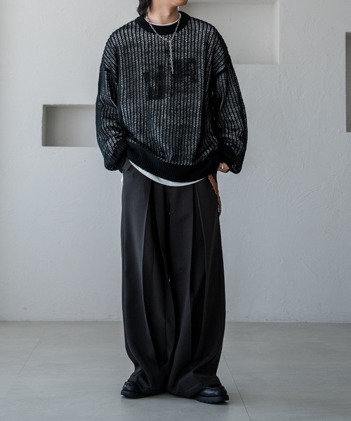 epnok(エプノック)の「モヘアライクメッシュルーズニット(ニット/セーター・メンズ・ブラック/レッド・SMALL/LARGE/MEDIUM)」の7枚目の写真