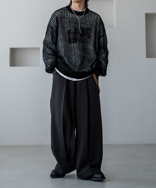 epnok(エプノック)の「モヘアライクメッシュルーズニット(ニット/セーター・メンズ・ブラック/レッド・SMALL/LARGE/MEDIUM)」の8枚目の写真