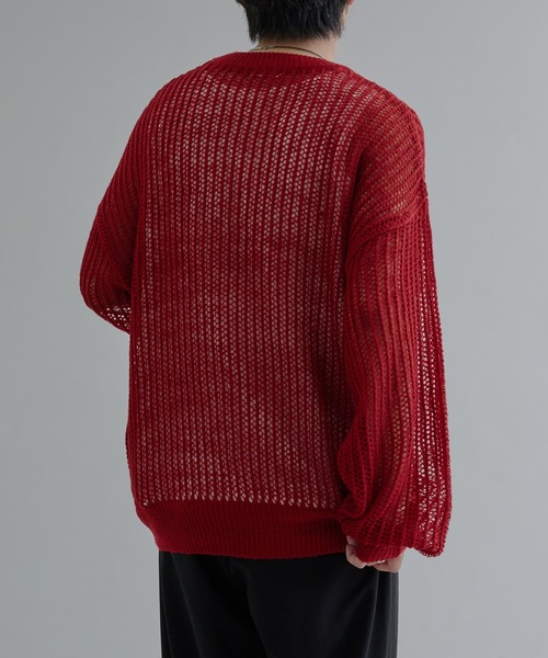 epnok(エプノック)の「モヘアライクメッシュルーズニット(ニット/セーター・メンズ・ブラック/レッド・SMALL/LARGE/MEDIUM)」の16枚目の写真