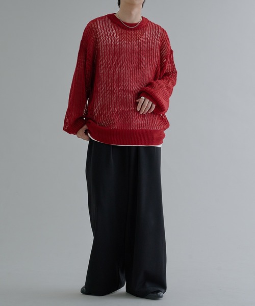 epnok(エプノック)の「モヘアライクメッシュルーズニット(ニット/セーター・メンズ・ブラック/レッド・SMALL/LARGE/MEDIUM)」の18枚目の写真