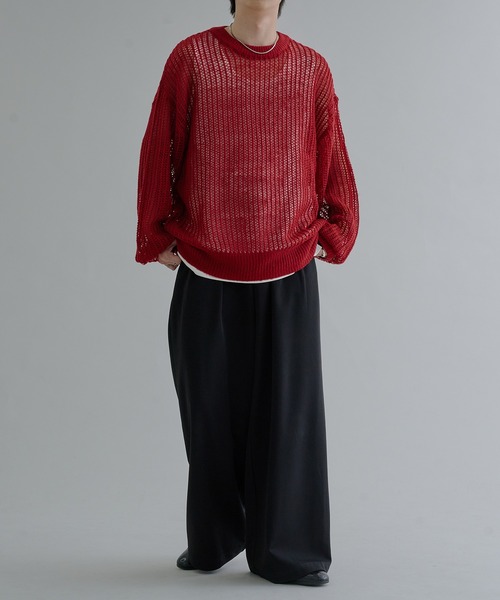 epnok(エプノック)の「モヘアライクメッシュルーズニット(ニット/セーター・メンズ・ブラック/レッド・SMALL/LARGE/MEDIUM)」の22枚目の写真