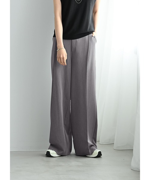 STYLE DELI(スタイルデリ)の「【BLK001】タックワイドパンツ(スラックス・レディース・グレー/ブラック・FREE)」の1枚目の写真
