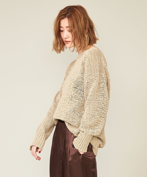 【タグ付き新品】conteテープヤーン ボートネックニット セール】＜conte＞テープヤーン ボートネックニット（ニット