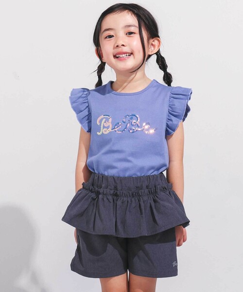 BeBe（ベベ）の「シャンブレーペプラムフリルショートパンツ(90~160cm)（その他パンツ・キッズ・ベージュ/グレー・120cm/150cm/130cm/140cm/110cm）」の4枚目の写真