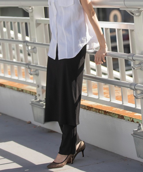 Munich（ミューニック）の「シアーリブタイトスカート（スカート・レディース・ダークグレー/ブラック/グレイッシュベージュ・FREE）」の2枚目の写真