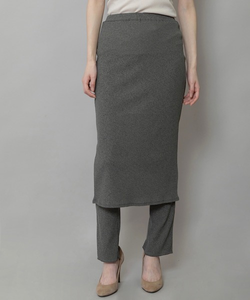 Munich（ミューニック）の「シアーリブタイトスカート（スカート・レディース・ダークグレー/ブラック/グレイッシュベージュ・FREE）」の16枚目の写真