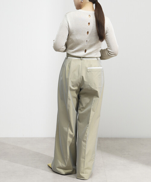 Firsthand（ファーストハンド）の「Firsthand/ファーストハンド ロングスリーブ アイレット ラメ ニット / リラックスフィット（ニット/セーター・レディース・ブラック/オフホワイト/グレー・ﾌﾘ-）」の16枚目の写真