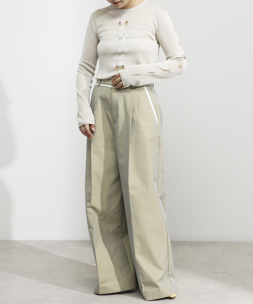 Firsthand（ファーストハンド）の「Firsthand/ファーストハンド ロングスリーブ アイレット ラメ ニット / リラックスフィット（ニット/セーター・レディース・ブラック/オフホワイト/グレー・ﾌﾘ-）」の19枚目の写真