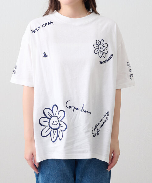 Another Branch olive des olive(アナザーブランチオリーブデオリーブ)の「お花シリーズBIGTシャツ(Tシャツ/カットソー・レディース・スミクロ/ミント/オートミール/ホワイト系その他/オフホワイト/ブルー/ブラック系その他・FREE)」の19枚目の写真