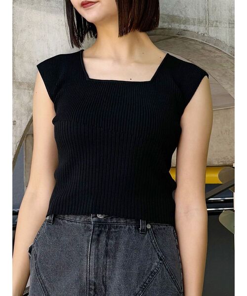 MURUA（ムルーア）の「2wayフレンチスリーブニット（タンクトップ・レディース・ホワイト/モカ/ブルー/ブラック・FREE）」の3枚目の写真