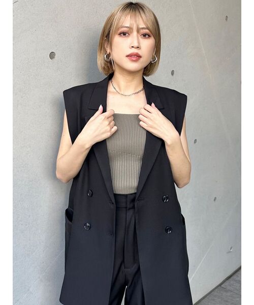 MURUA（ムルーア）の「2wayフレンチスリーブニット（タンクトップ・レディース・ホワイト/モカ/ブルー/ブラック・FREE）」の14枚目の写真