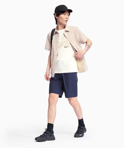 AIGLE(エーグル)の「吸水速乾 グラフィックプリント半袖Tシャツ(Tシャツ/カットソー・メンズ・ホワイト/ダークブルー・S/M/L/XL)」の3枚目の写真