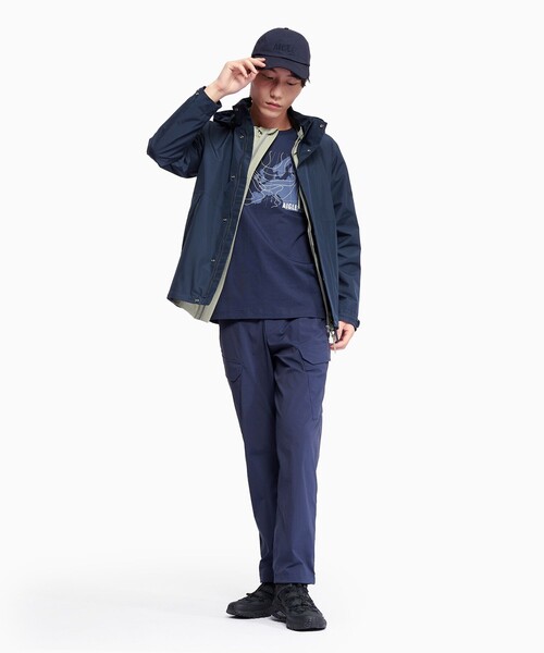 AIGLE(エーグル)の「吸水速乾 グラフィックプリント半袖Tシャツ(Tシャツ/カットソー・メンズ・ホワイト/ダークブルー・S/M/L/XL)」の6枚目の写真