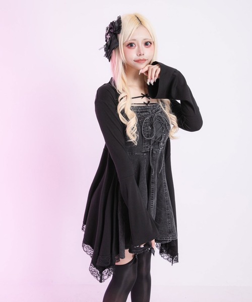 Diable baiser(ディアブルベーゼ)の「トッパーレースカーディガン【大きいサイズ有】(カーディガン/ボレロ・レディース・ブラック/ホワイト・SMALL/3L/LL/LARGE/MEDIUM)」の9枚目の写真