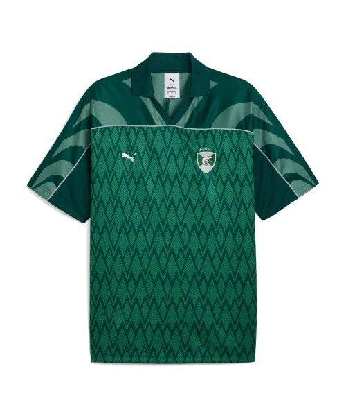 PUMA(プーマ)の「PUMA x HARRY POTTER Relaxed Football Jersey(プーマ x ハリーポッター リラックス フットボール ジャージ)(Tシャツ/カットソー・メンズ・レッド系/グリーン系・X-LARGE/LARGE/MEDIUM)」の1枚目の写真