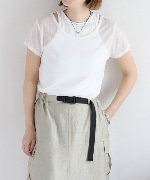 cepo(セポ)の「〈セットアイテム〉シアーテレコアンサンブルTee(Tシャツ/カットソー・レディース・ブラック/サックスブルー/オフホワイト・M)」の1枚目の写真