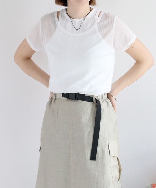 cepo(セポ)の「〈セットアイテム〉シアーテレコアンサンブルTee(Tシャツ/カットソー・レディース・ブラック/サックスブルー/オフホワイト・M)」の13枚目の写真