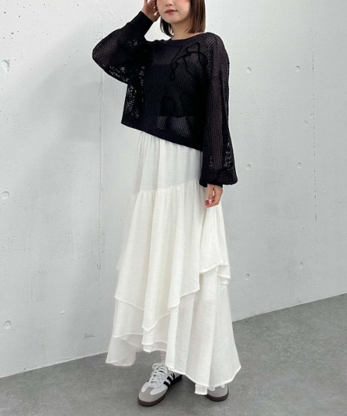 archives（アルシーヴ）の「２ＷＡＹコード刺繍メッシュニットカーディガン（カーディガン/ボレロ・レディース・ピンク/アイボリー/チャコールグレー/ブルー・MEDIUM）」の15枚目の写真