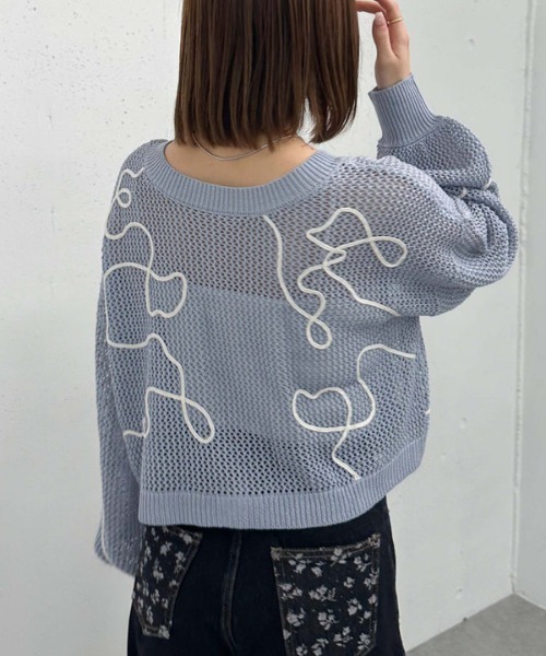 archives（アルシーヴ）の「２ＷＡＹコード刺繍メッシュニットカーディガン（カーディガン/ボレロ・レディース・ピンク/アイボリー/チャコールグレー/ブルー・MEDIUM）」の19枚目の写真